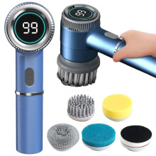 Electric Brush Handheld Electric Spin Scrubber USB Charging with 5 Replaceable Brush Heads for Tiles Glass