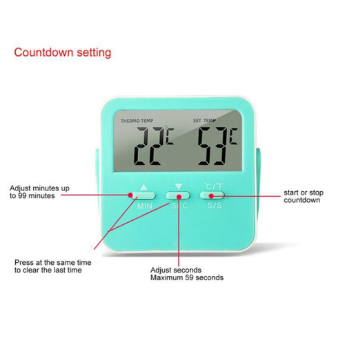Digital Mattermometer Matlagningstemperaturlarm Matlagningstimer med LED-Display Rostfri Stålsond Lila 2