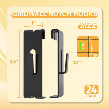 24Pcs Gridwall Hooks Hangers,Grid Panel Hooks Grid Wall Hook Grid Wall Accessories Wire Grid Hook Grid Shelf Hooks Black