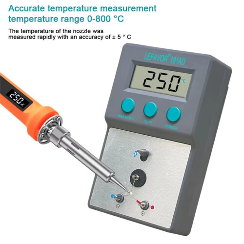 LEFAVOR Termômetro de Ponta de Ferro de Solda LF191AD 0-800 C com Sensor 5X Sem Chumbo e Interruptor Termopar Tipo K C/F 1