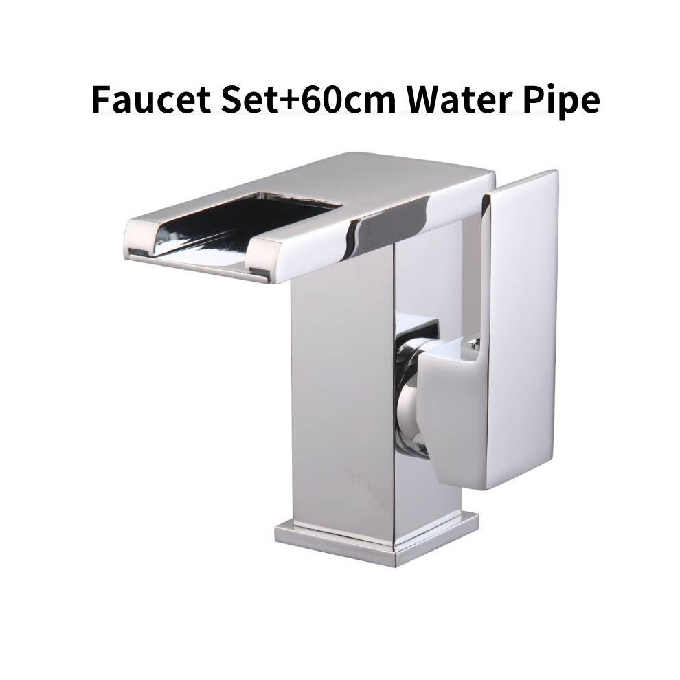 (Silver) Bathroom Rgb Led Sink Mixer Tap Temperature Sense Waterfall Color Change Faucet 693144086223