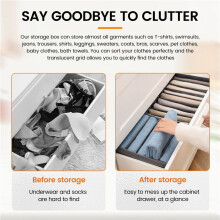 6Pcs Drawer Boxes for Jeans Trousers T-Shirt Storage Boxes Organiser Cupboard Wardrobe Drawers Organiser 7 Grids S