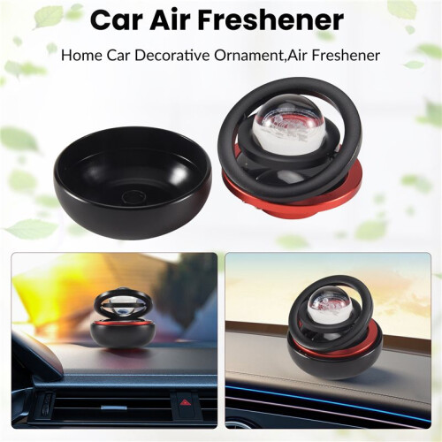 Auto Solar Power Luft Erfrischer, Aromatherapie Duft Diffusor Interstellar Suspension Doppel Ring Luft Diffusor, Schwarz 2