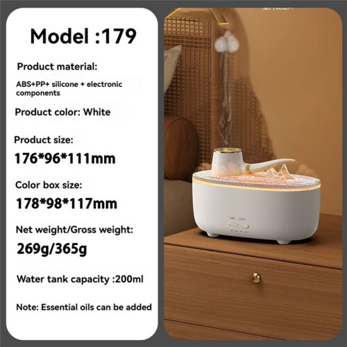 Pipe Essential Oil Diffuser 2 Mist Modes Timer and Waterless Auto-Off 7 Colors Changed LED 200ml Humidifier Diffuser A 1