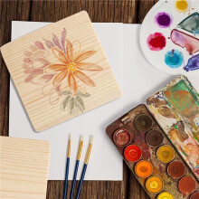 25 Pack Unfinished Wood Coasters, 4 Inch Blank Wooden Coasters Crafts Coasters with Non-Slip Silicon Dots Square