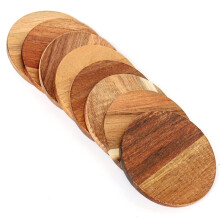 16 Pieces Unfinished Wood Coasters, 4 Inch Round Wooden Coasters for Crafts with Non-Slip Silicon Dots for DIY Stained