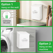 Magnetic Lint Bin for Laundry Room, Metal Lint Container with Lid and Brush, Wall Mounted Lint Box for Dryer White