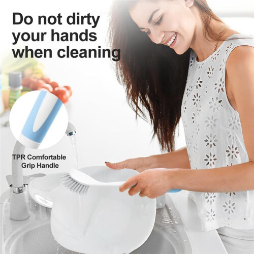 5pcs Kitchen Diffusion Type Scrub Brush for Cleaning Dishes Pots Pan Sink and Bathroom with Comfortable Long Handle 2
