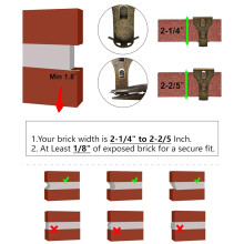 Brick Hook Clips-Bricks Hook Clip for Hanging Outdoors Wall Pictures, Brick Hangers Fastener Hook Brick Clamps 18PCS
