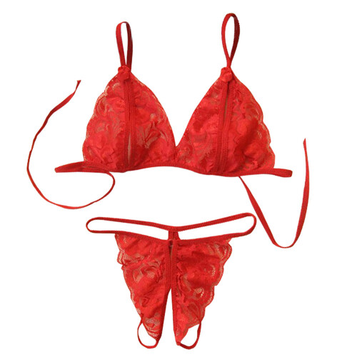 (Red) Sexy Lace Bra & G-String Set
