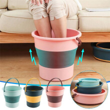 Seau Pliable, Seau en Plastique Pliable, Seau à Pied Portable TéLescopique, Seau de Lavage de Voiture Portable Pliable-B