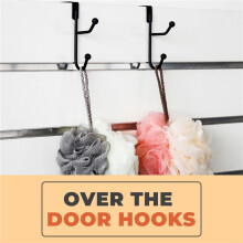 2 Pack Over the Door Hooks Hanger, Sturdy Metal Double Hook Hanger for Hanging Coats, Hats, Robes, Towels, Black