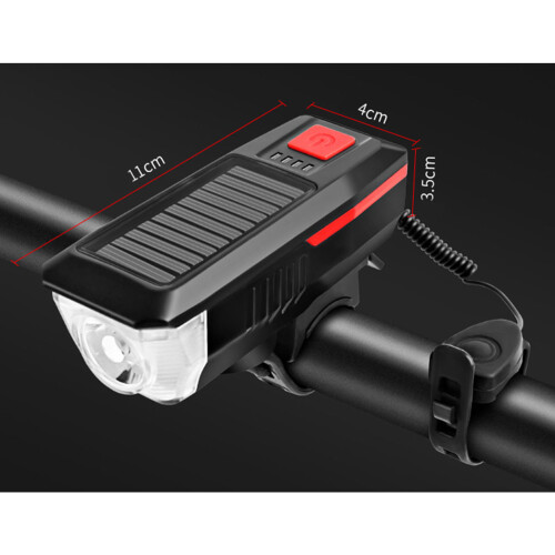 Phare avant solaire pour vélo 2000 mAh ABS taille unique USB 1