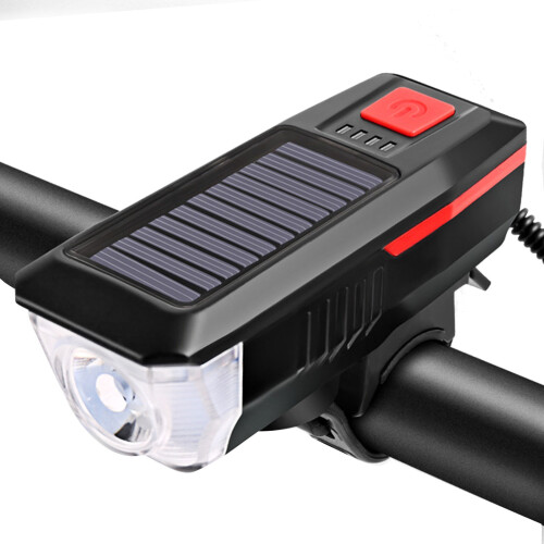 Phare avant solaire pour vélo 2000 mAh ABS taille unique USB 2