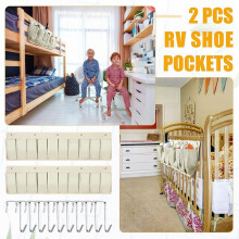 2Pcs RV ShoeBag RV Shoe Storage Organizer 44.1 Inch Hanging ShoeBag Bedside Storage Bag with 10 for Shoes Toy Tool B