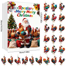 (Style H)Calendario dell'avvento natalizio pollo acrilico con 24 accessori per regalo stagionale
