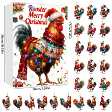 (Style B)Calendario dell'avvento natalizio pollo acrilico con 24 accessori per regalo stagionale