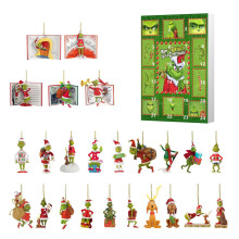 (Style F)Grinch Weihnachten Countdown Box mit Baumbehang für Weihnachtsgeschenke Feier
