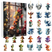 (Style D)Weihnachten Countdown Blindbox Acryl Drache Anhänger für Baumschmuck