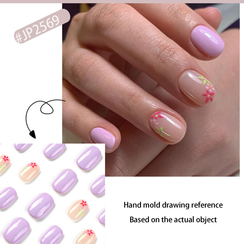 Dachuang Beauty Purple (Jelly Glue Model) Easy Peel Round Nail Tips For Manicure Lovers