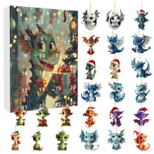 (Style B)Weihnachten Countdown Blindbox Acryl Drache Anhänger für Baumschmuck
