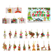 (Style K)Grinch Weihnachten Countdown Box mit Baumbehang für Weihnachtsgeschenke Feier