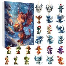(Style H)Weihnachten Countdown Blindbox Acryl Drache Anhänger für Baumschmuck