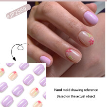 (Glue Models) Easy Peel Purple Round Nail Tips for Manicure Lovers