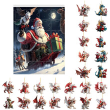 (Style E)Weihnachten Countdown 24 Tage Blindbox mit Dinosaurier Charms für festliche Deko Zuhause