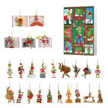 (Style C)Grinch Weihnachten Countdown Box mit Baumbehang für Weihnachtsgeschenke Feier