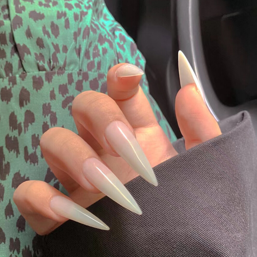 Dachuang Beauty White Natural Pointed Fake Nails For Manicure
