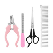 4pc Pet Grooming Kit: Clipper, Scissors, Comb, File