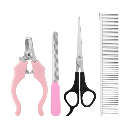 4pc Pet Grooming Kit: Clipper, Scissors, Comb, File