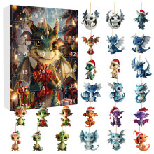 (Style A)Weihnachten Countdown Blindbox Acryl Drache Anhänger für Baumschmuck