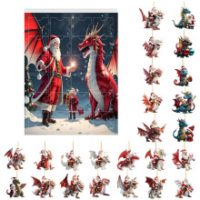 (Style J)Weihnachten Countdown 24 Tage Blindbox mit Dinosaurier Charms für festliche Deko Zuhause