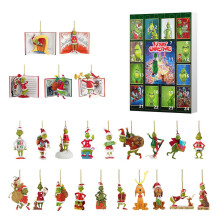 (Style J)Grinch Weihnachten Countdown Box mit Baumbehang für Weihnachtsgeschenke Feier