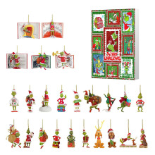 (Style H)Grinch Weihnachten Countdown Box mit Baumbehang für Weihnachtsgeschenke Feier