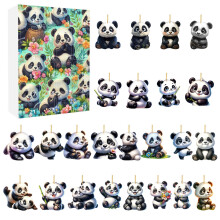 (Style K)Adventskalender Panda Weihnachten mit 24 Acryl Ornamenten zum Verschenken