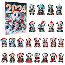 (Style G)Weihnachten Countdown Geschenkbox mit Panda Deko zum Aufhängen für festliche Feiern