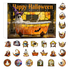 (Style E)Calendario conto alla rovescia fantasma serie Halloween con etichette acriliche per festeggiamenti