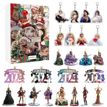 (Style K)Taylor Weihnachten Countdown Kalender mit Acryl Taylor Anhänger für Geschenk Urlaub