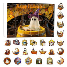 (Style F)Calendario conto alla rovescia fantasma serie Halloween con etichette acriliche per festeggiamenti