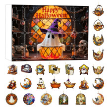 (Style G)Calendario conto alla rovescia fantasma serie Halloween con etichette acriliche per festeggiamenti