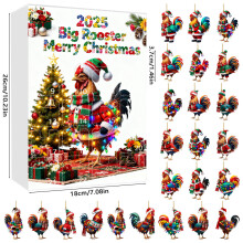 (Style C)Calendario dell'avvento natalizio pollo acrilico con 24 accessori per regalo stagionale