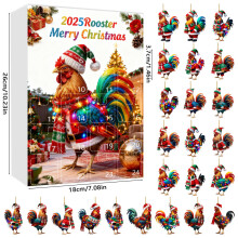 (Style D)Calendario dell'avvento natalizio pollo acrilico con 24 accessori per regalo stagionale