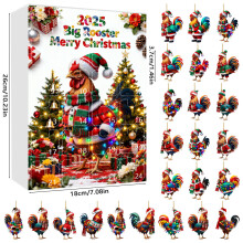 (Style E)Calendario dell'avvento natalizio pollo acrilico con 24 accessori per regalo stagionale