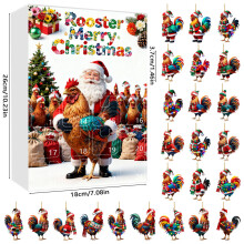 (Style F)Calendario dell'avvento natalizio pollo acrilico con 24 accessori per regalo stagionale