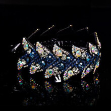 (Royal Blue) Rhinestone Hair Bun Holder Comb - Secure Grip