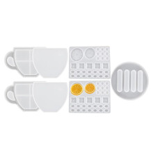 Untersetzer-Harz-Form, 7-Teilige Untersetzer-Formen für Epoxidharz, Kaffeetassen-Form-Harz-Shaker-Form mit Zitronen-Kaffeebohnen-Form