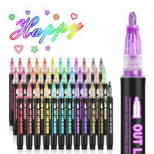 Doppellinien-Umrissmarker, 36 Farben Super Squiggles Shimmer Outline Pen Set, Self Outline Metallic Markers